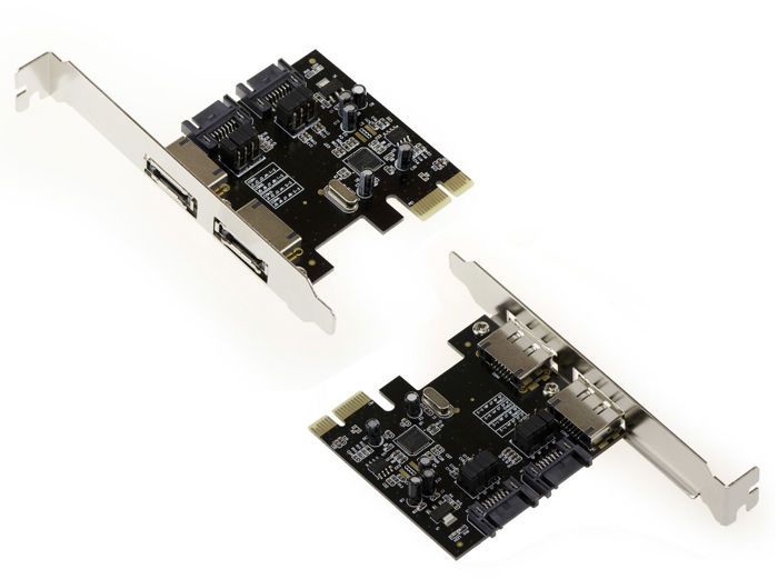 Carte  PCI EXPRESS PCIe 2 PORTS SATA 3 6G – Prises SATA internes et/ou eSATA externes avec Chipset ASM1061