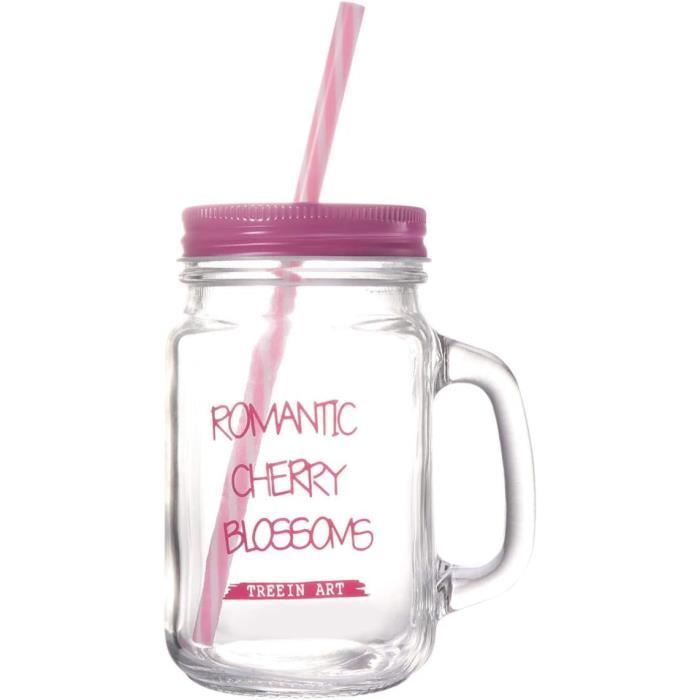 Lot De 2 Verres Esthétiques Clean Girl – Verre Avec Couvercle, Paille Et Nœud Rose Mignon – 16 Oz