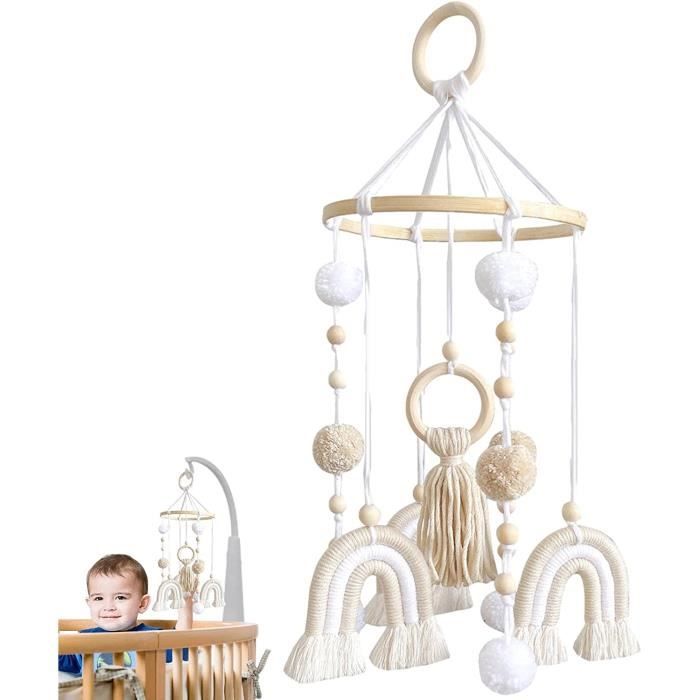 Kit Mobile Bébé Bois Hêtre – Cadre Semi-Circulaire + Perles + Accessoires Pour Carillon Éolien & Berceau DIY