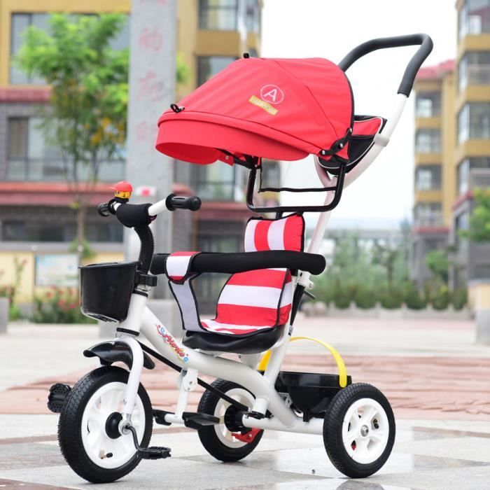 4 En 1 Tricycle Evolutif Enfant Velo 3 Roues Poussette Evolutif Multifonctions Pour Enfants Rouge Cdiscount Jeux Jouets