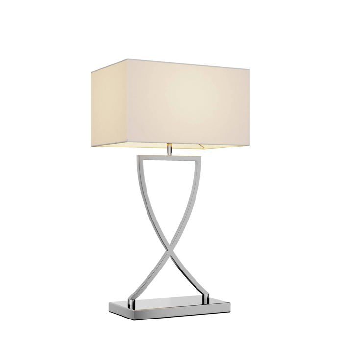 Lampe à poser - Lucande - lampe de chevet - Tissu textile - chromé blanc