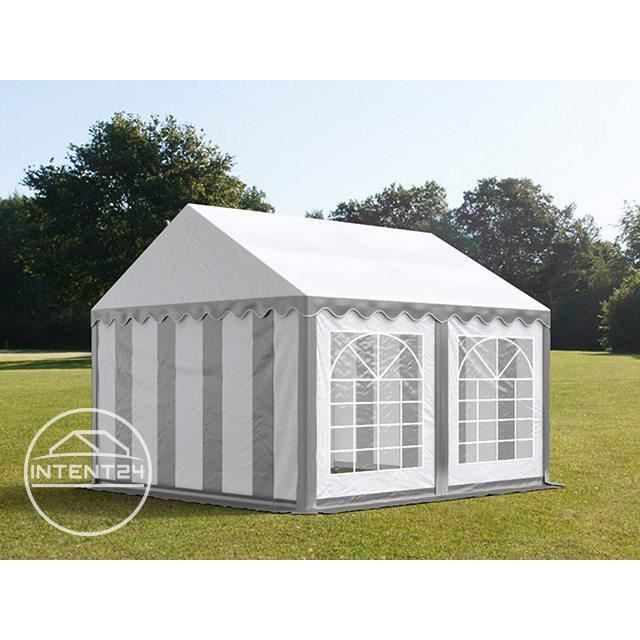 Tonnelle Toolport Tente de réception 3x3 m PVC env. 500g/m² gris blanc imperméable