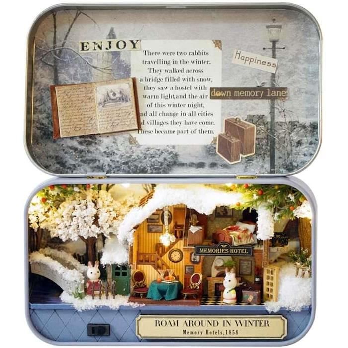 Kits de montage à la main, boîte en bois de maison de poupée 3d théâtre
