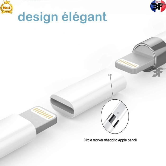iMangoo Compatible avec Apple Pencil Accessoires Chargeur Adaptateur Lightning Connecteur Pencil Pointe Embout 2 Nib iPencil Conseils de Remplacement Stylus pour Apple Pencil iPad Pro 3 Pièces 