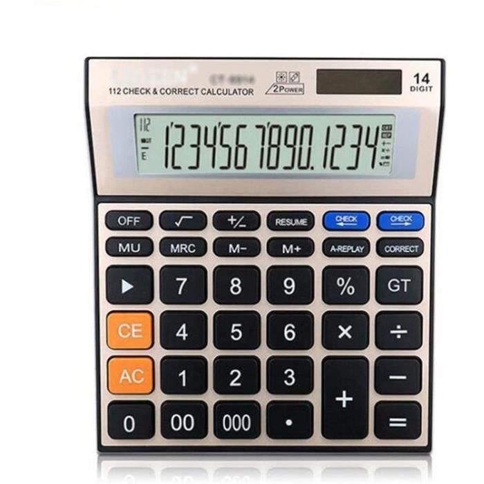TOSSOW Calculatrice de bureau électronique Office Calculatrice de bureau solaire à batterie et double alimentation avec calculateur de base à 12 chiffres et grand écran 
