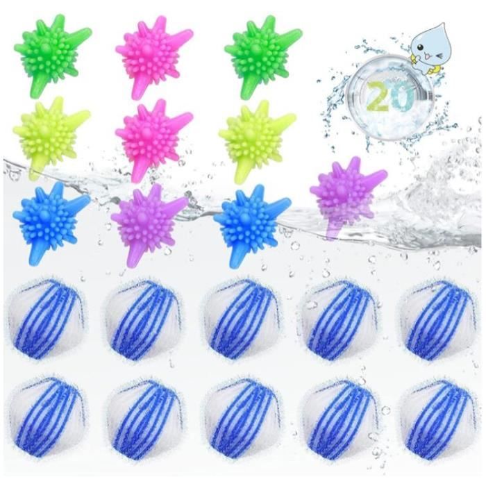 Machine à Laver Boule, 20 Pièces Boule de Lavage Boule Anti Poils