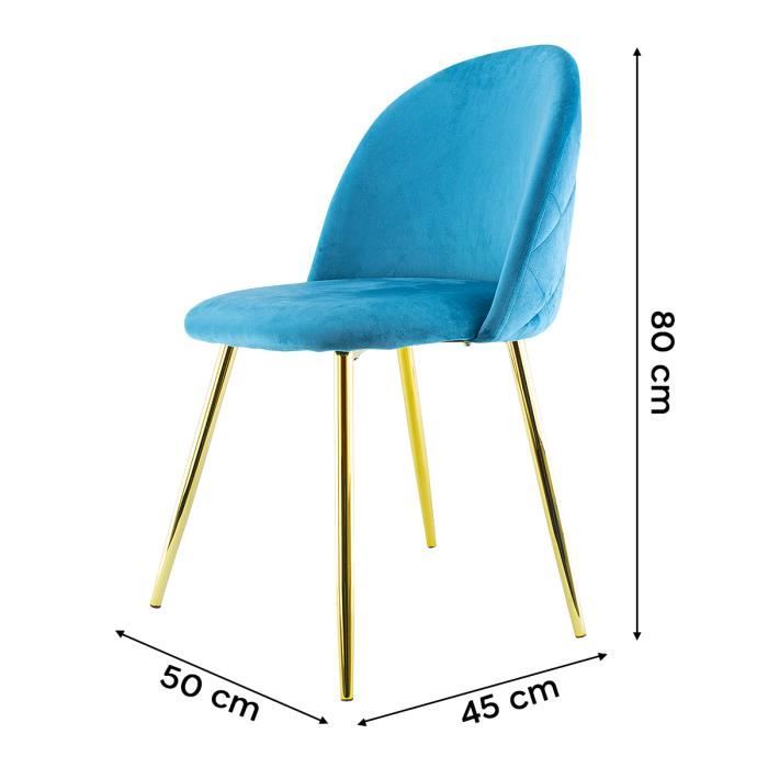 Chaise de salon - SHELBY - Fauteuil vintage en velours - Bleu foncé - 50x45x80H cm