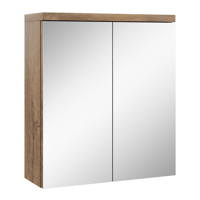 Meuble à Miroir Toledo 60x60 Cm - Badplaats - Chêne Châtaigne - Armoire Miroir - Maison