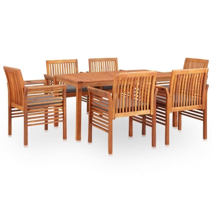 VIDAXL Mobilier à dîner d'extérieur 7 pcs Acacia solide