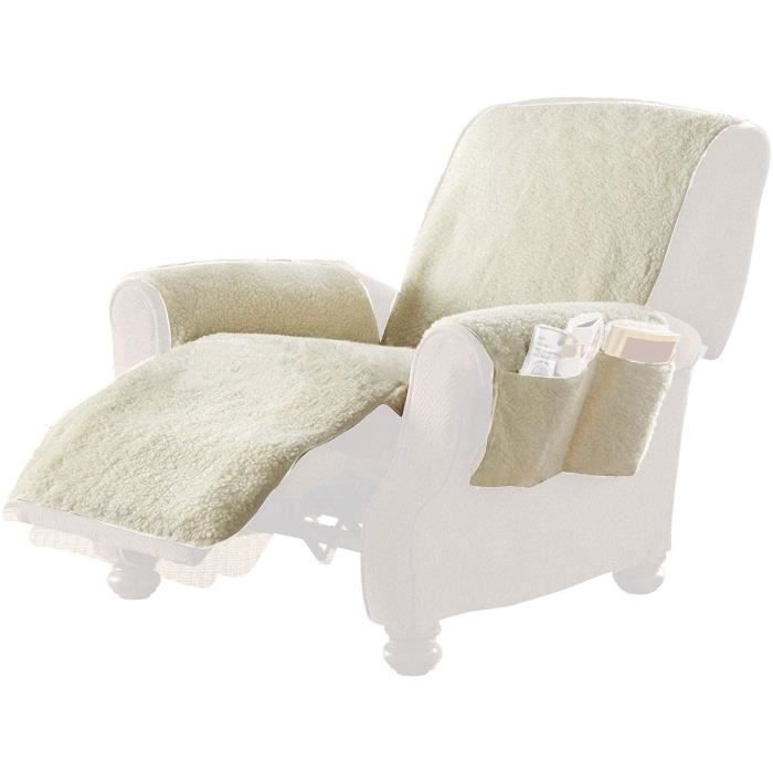 Housse En Laine D’agneau Pour Canapé/fauteuil - Lot De 3 Pièces, Antidérapante Avec Poche, Lavable - Noir Et Autres Coloris