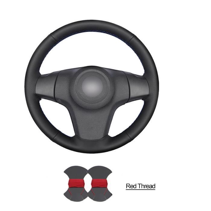 Couvre volant,Housse de volant tressée en cuir artificiel PU noir cousu à  la main pour Opel Corsa D - Rubber SteeringWheel[D]