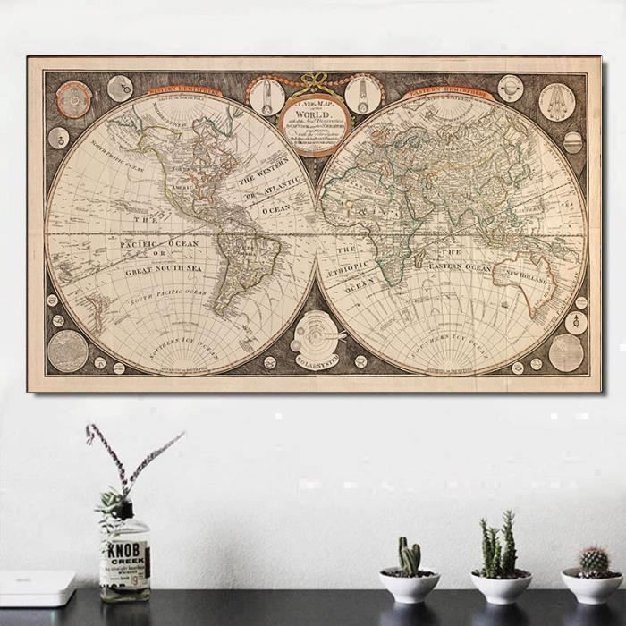 Stickers muraux GÉANT carte du monde MANDALA - Autocollant mural ethnique : chambre et salon