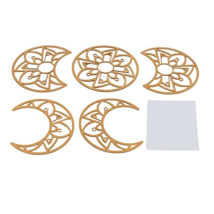 5 PièCes En Bois Lune DéCoration Murale Boho DéCoration Murale Pour Salon Creatifs Lune Cycle Mur Decoratifs 82806807