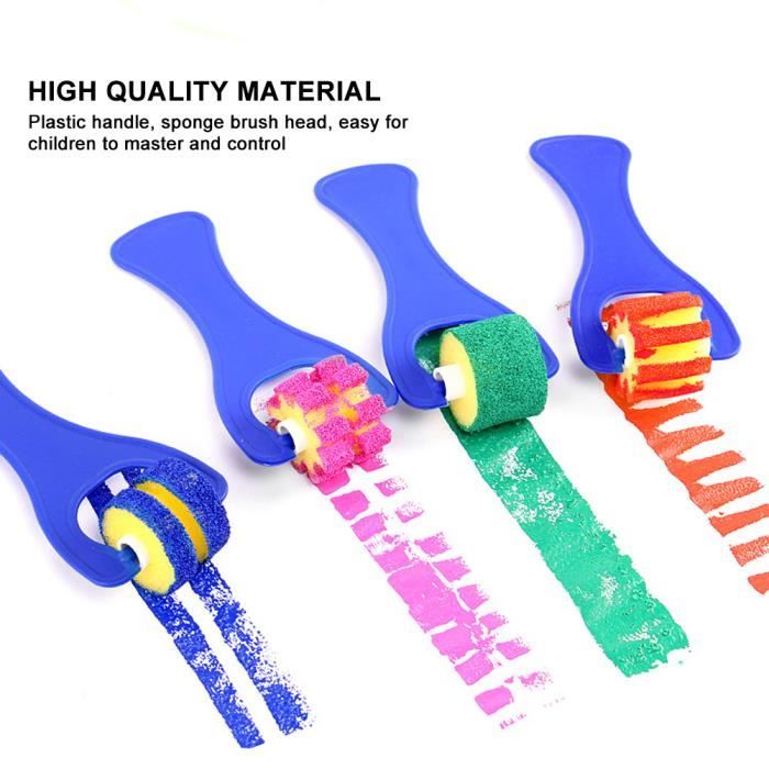 16 Pièces Rouleaux Et Pinceaux Éponge Pour Peinture Enfant - Kit DIY, Multicolore - Pour Loisirs Créatifs
