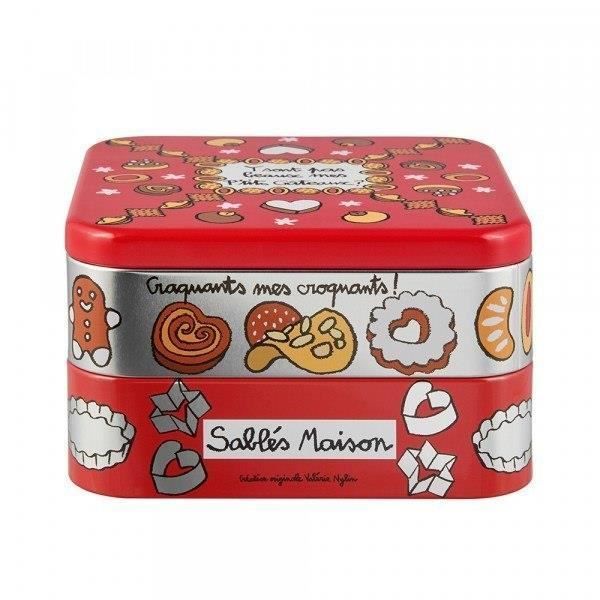 Boîte à Biscuits En Métal Rouge DLP - 17x7,5x8 Cm - Conservation Croustillant