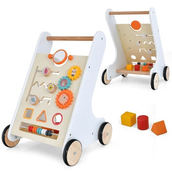 DREAMADE Chariot de Marche Bébé en Bois avec Poignée sans Bavure