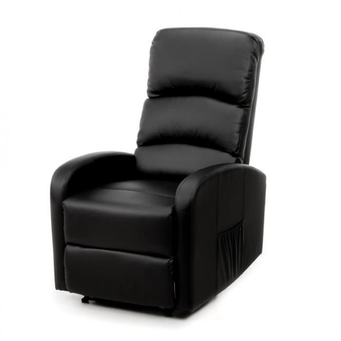 ecode fauteuil relax cavana, inclinable à 160º, mur zéro, poches latérales eco-8580 noir