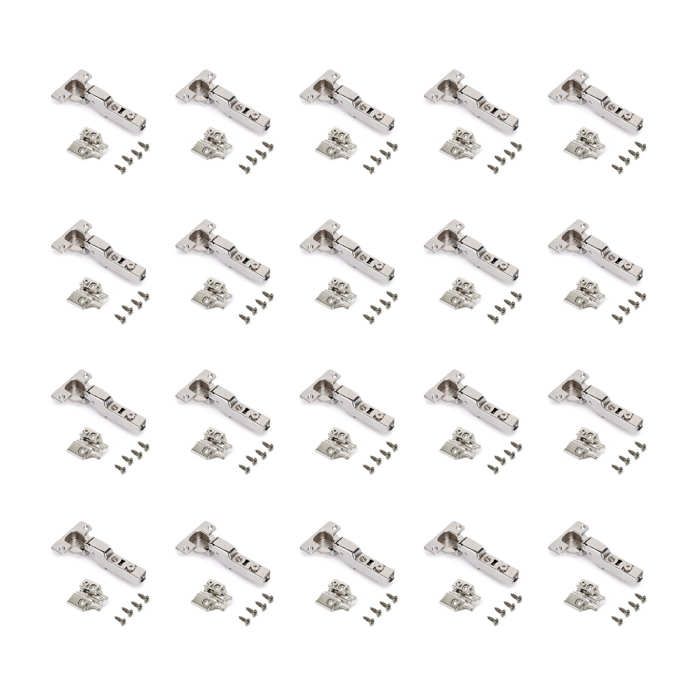 Emuca Lot de 20 charnières coudées X92 avec fermeture amortie avec embases à visser Hauteur 0 Acier Nickelé Emuca Lot de 20 charnières coudées X92 avec fermeture amortie avec embases à visser Hauteur 0 Acier Nickelé