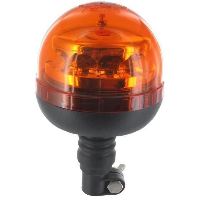 Gyrophare et gyroflash à LED (3 modes: 2 flash + 1 rotatif), 10-30V, 36W, orange, sur tige flexible