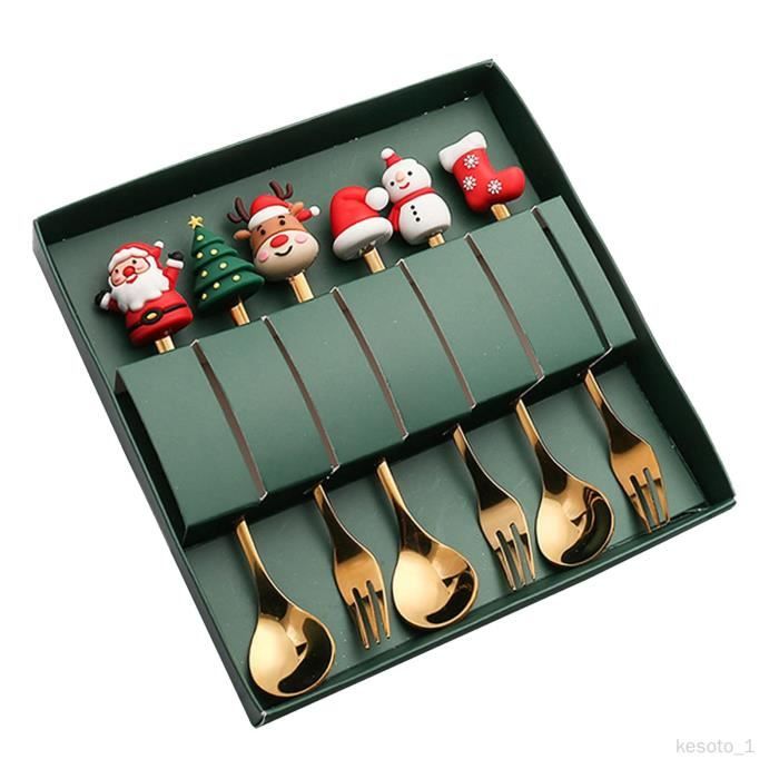 Ensemble De 6 Porte-couverts De Noël En Tissu Non Tissé Rouge - Pour Décorer La Table De Fête - 10