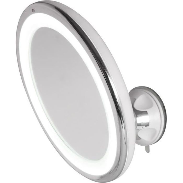 Miroir grossissant LED tactile - Hestec - Puissance x3 - Diamètre 14.5 cm - Éclairage LED