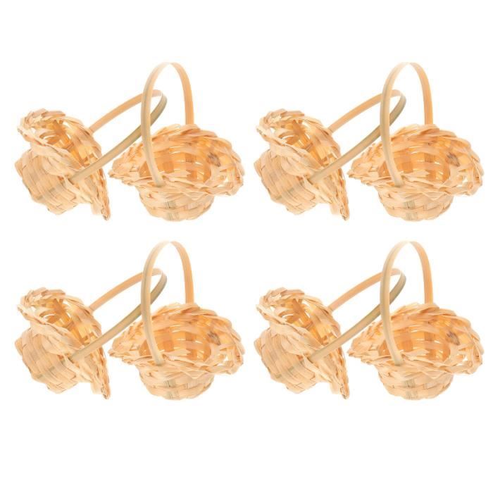 Lot De 8 Mini Paniers En Osier Tressé Avec Poignées – Petits Paniers Rustiques Pour Décoration, Fête, Artisanat