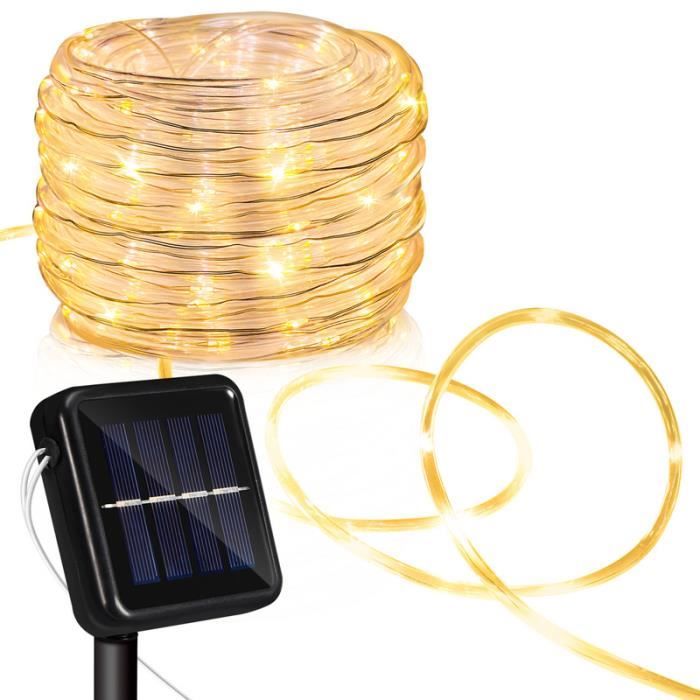 Guirlande Lumineuse Solaire Extérieure 8M 30 LEDs - Étanche, 8 Modes Pour Jardin, Patio Et Fêtes (Blanche)
