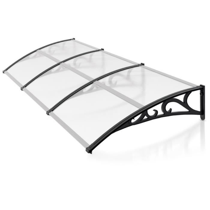 Auvent Porte D'Entrée Izrielar 100x150 Cm – Aluminium & Polycarbonate Transparent – Protection Pluie, Neige & UV