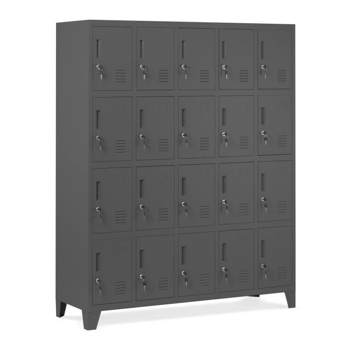 Domator Jan Nowak Casier Vestiaire 5B4A Armoire Metallique avec 20 Compartiments 172 x 136 x 45 (Anthracite)
