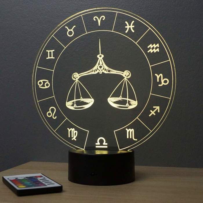 Lampe 3D Astrologie Horoscope Balance – LED – Idée Cadeau – Fabriquée en France