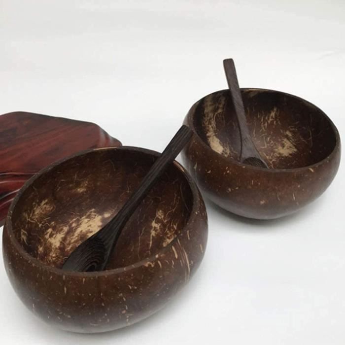Lot De 3 Bols En Noix De Coco Naturels 13-15 Cm - Végétalien Fabriqués à La Main