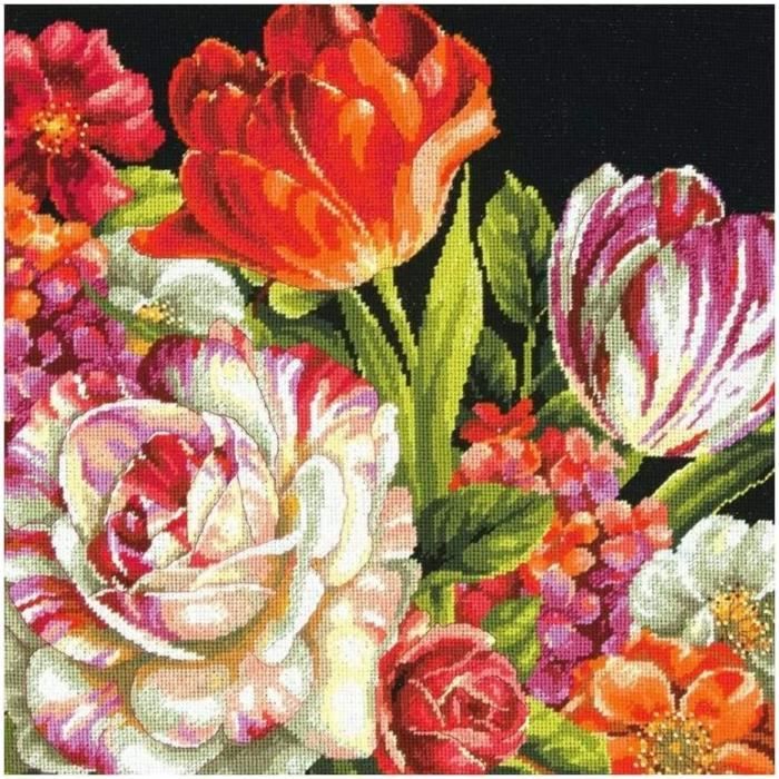 Canevas ... Bouquet de fleurs .... 58 cm x 44 cm | eBay
