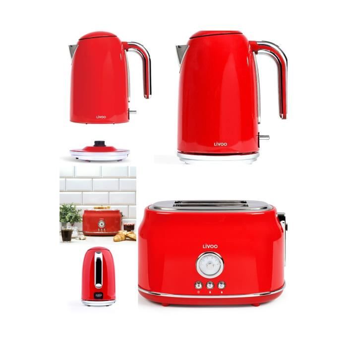 Retro Set Petit-Déjeuner Bouilloire 1,8L Sans fil, Grille-Pain 2