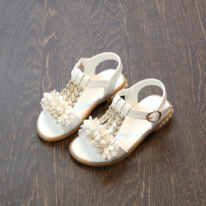 Sandales Matalan Filles - Blanc Argenté à Bride Velcro - Taille UK 8 (EU 25) - Très Bon état - Mariage/baptême