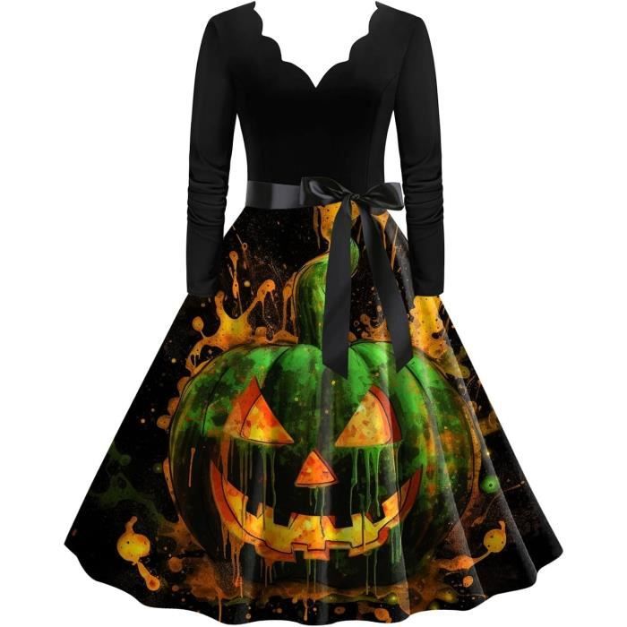 Robe Médiévale Rétro Femme Manches Trompette - Robe Renaissance Gothique Pour Carnaval Et Halloween