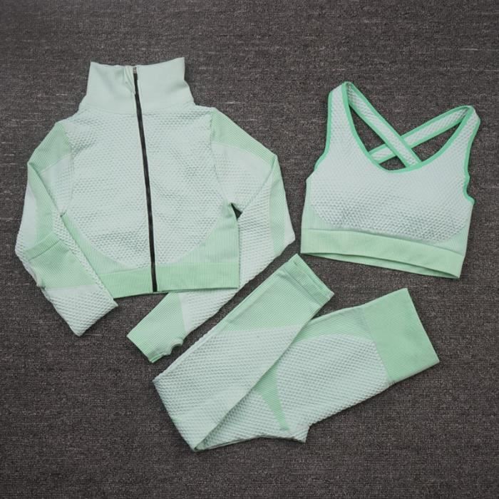 Ensemble Gym Femme - Gilet Sans Manches Et Leggings Striés Pour Yoga Et Sport
