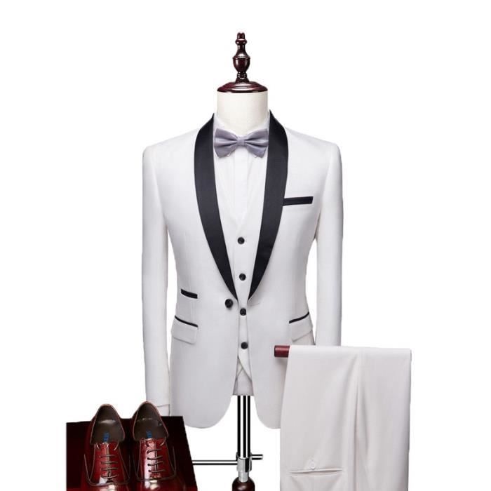 (Veste+Gilet+Pantalon) Costume Homme grande taille uni Blouson de Marque Luxe Blazer Grande