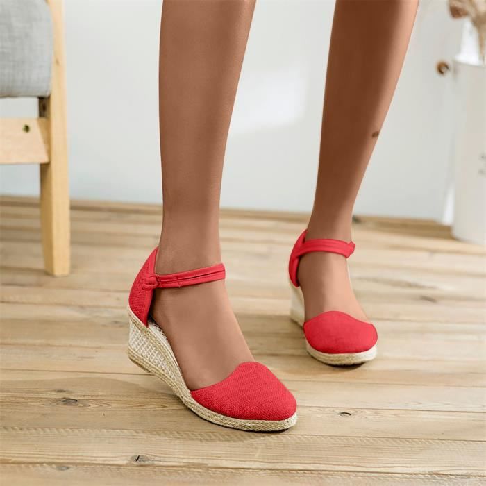 Chaussures d'été pour dames plate-forme talon compensé sandales à bout ...