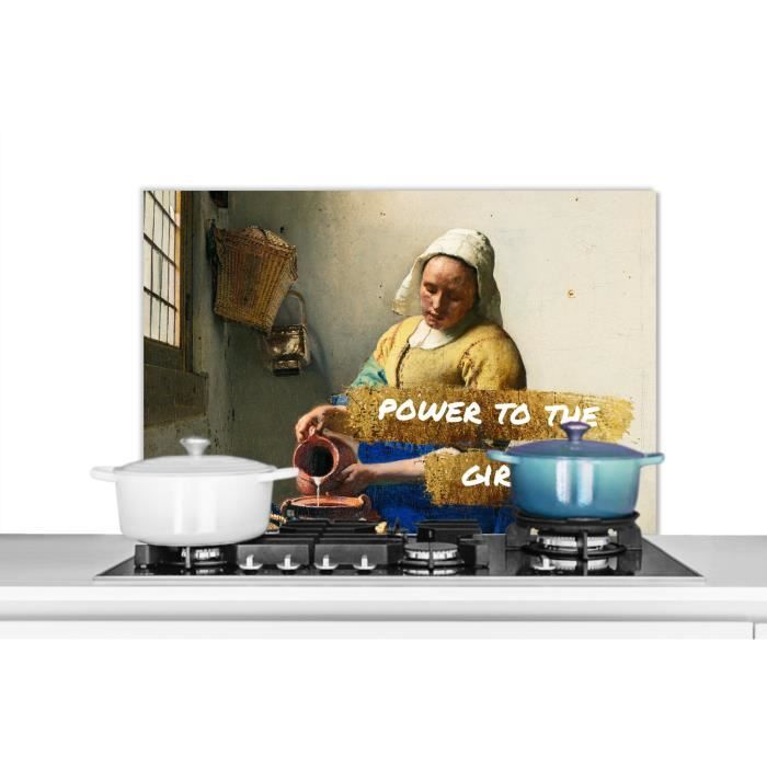 Crédence Cuisine Aluminium 'La Laitière' De Vermeer - 90x60 Cm, Protection Anti-éclaboussures, Facile à Nettoyer
