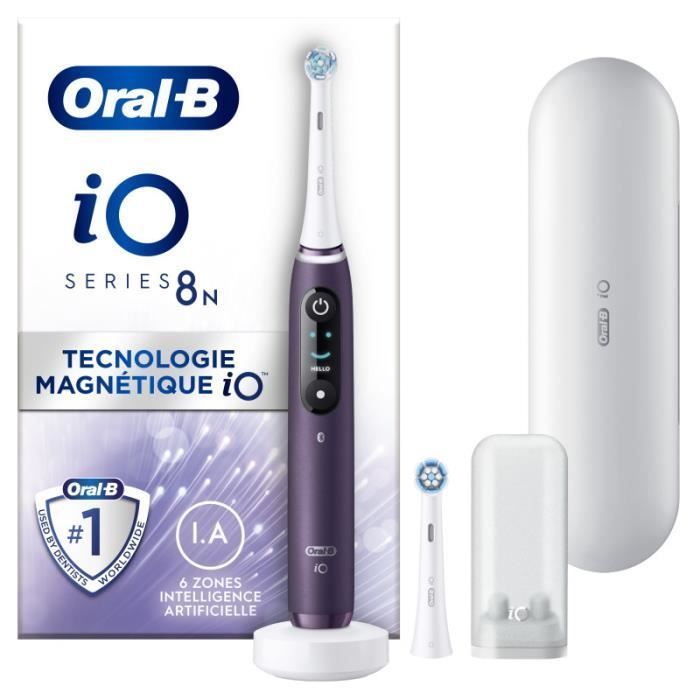 Brosse À Dents Électrique Oral-B iO 8N - Violette - Avec Etui de Voyage et Porte Brossette