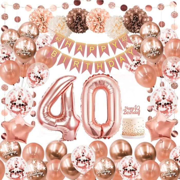 TOPWAYS Décoration Anniversaire 40 Ans, Noir Or, Bannières