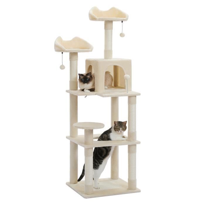 Meilleurs prix pour PAWZ Road Arbre à Chat Design Multi-étage,Poteau Griffoir Sisal, Condo Confortable 160cm Beige