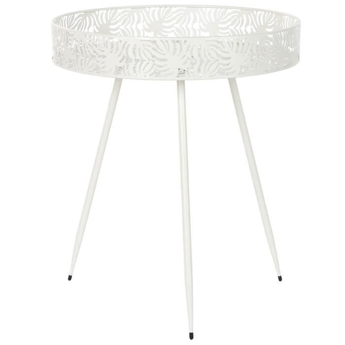 Table d'appoint en métal MDF 55x55x53 blanc | Leroy Merlin