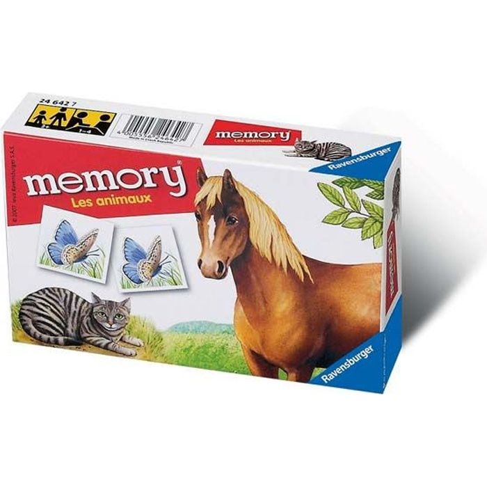 Memory Les Animaux Ravensburger - Jeu Éducatif 2 Ans Et + - 14 Paires - Développe Mémoire Et Observation
