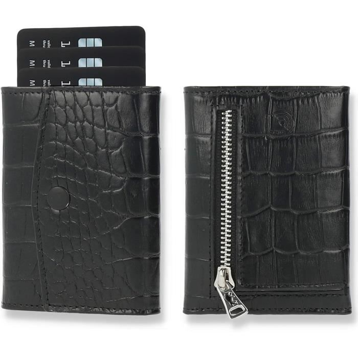 DODENSHA MagSnap Portefeuille I Étui pour cartes, Noir , 7x10x3.5 centimeters, Moderne