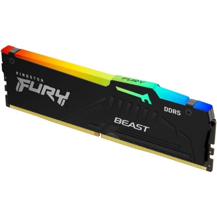 Memoria RAM Kingston Fury Beast DDR5 RGB 32GB 5200MT/s – Para Gaming, Con Intel XMP Y AMD EXPO