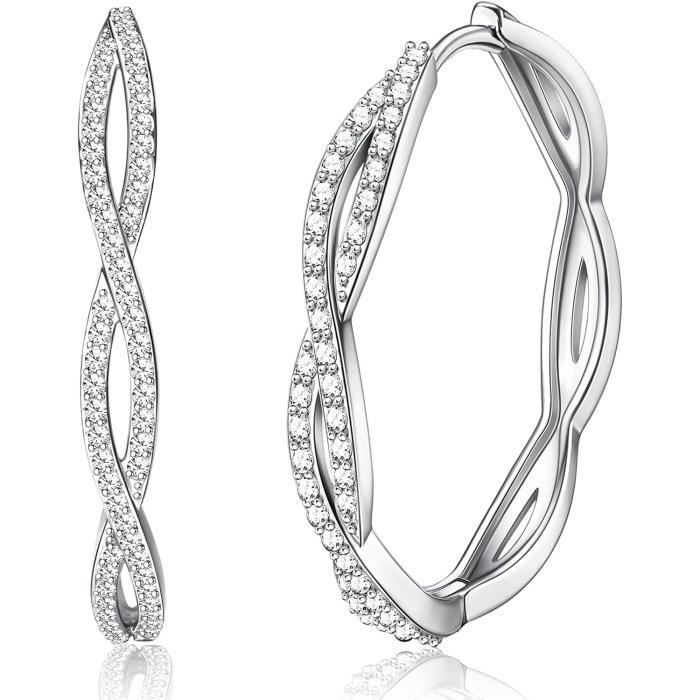 JeweBella Petite Boucles d'Oreilles Créoles Coeur en Argent Sterling