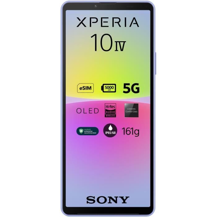 Smartphone SONY Xperia 10 IV - 128 Go - Violet - Double SIM - Écran OLED 21:9 - Caméra triple objectif