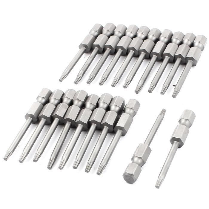 1//4/" tige hex T8 Magnétique S2 Torx Tournevis Bits 100 Mm Long Gris 10pcs