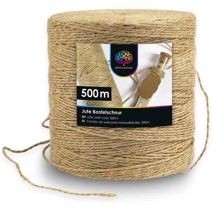 Rouleau De Ficelle En Jute Naturel Ø2mm ±185m – Avec Dévidoir En Bois Et Lame Intégrée